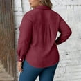 thumbnail image 3 of Inleife Plus Size Women's Long Sleeve Button Down Shirts with Classic Collar And Functional Pockets Wine XXL, 3 of 5