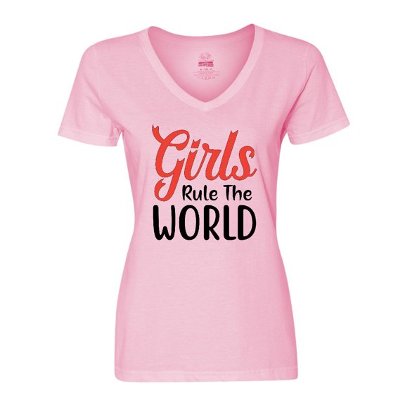 Inktastic Girls Rule the World Women's V-Neck T-Shirt