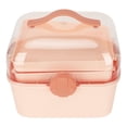 thumbnail image 5 of Caja de almacenamiento de gran capacidad a prueba de polvo, portátil, con mango sellado, caja organizadora de capa transparente para el hogar y la Oficina, color rosa, 5 of 5