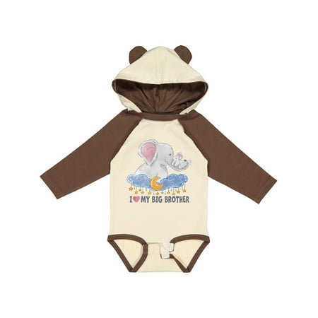 

Inktastic I Love My Big Brother Cute Elephants with Moon and Stars Gift Baby Boy or Baby Girl Long Sleeve Bodysuit