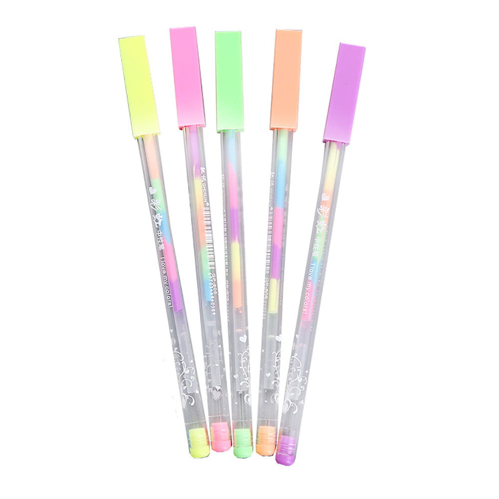 Senrise 6 in 1 Colorful Rainbow Pen Color Gel Pen Shaped Tip Highlighter Painting Writing School Office Stationery, Size: 15 cm, Other