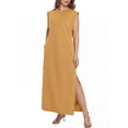 thumbnail image 6 of Cueply Women's Plus Size Maxi Dresses Casual Split Long Sleeveless Dress for Women with Pockets, 6 of 7