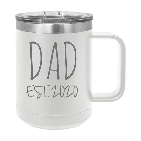 

Dad Est. 2020 Established Stainless Steel Vacuum Insulated 15 Oz Engraved Double-Walled Travel Coffee Mug with Slider Lid