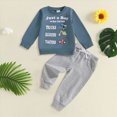 thumbnail image 2 of Xudanell Baby Toddler Boys Fall Clothing Set 2t 3t 4t 5t Letter just a boy who loves trucks excavator tractors Print Long Sleeve Round Neck Tops Drawstring Pocket Long Pants 2-Piece Outfits, 2 of 4