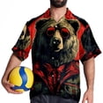 thumbnail image 4 of Vintage Bear Men's Button Down Casual Hawaiian Print Short Sleeve Summer Beach Shirt, 4 of 6