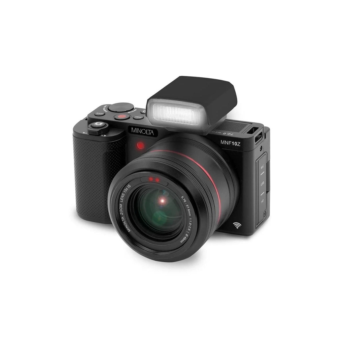 Minolta MNF10Z 72 MP / 5K Ultra HD Camera w/10x Optical Zoom Kit (Black)