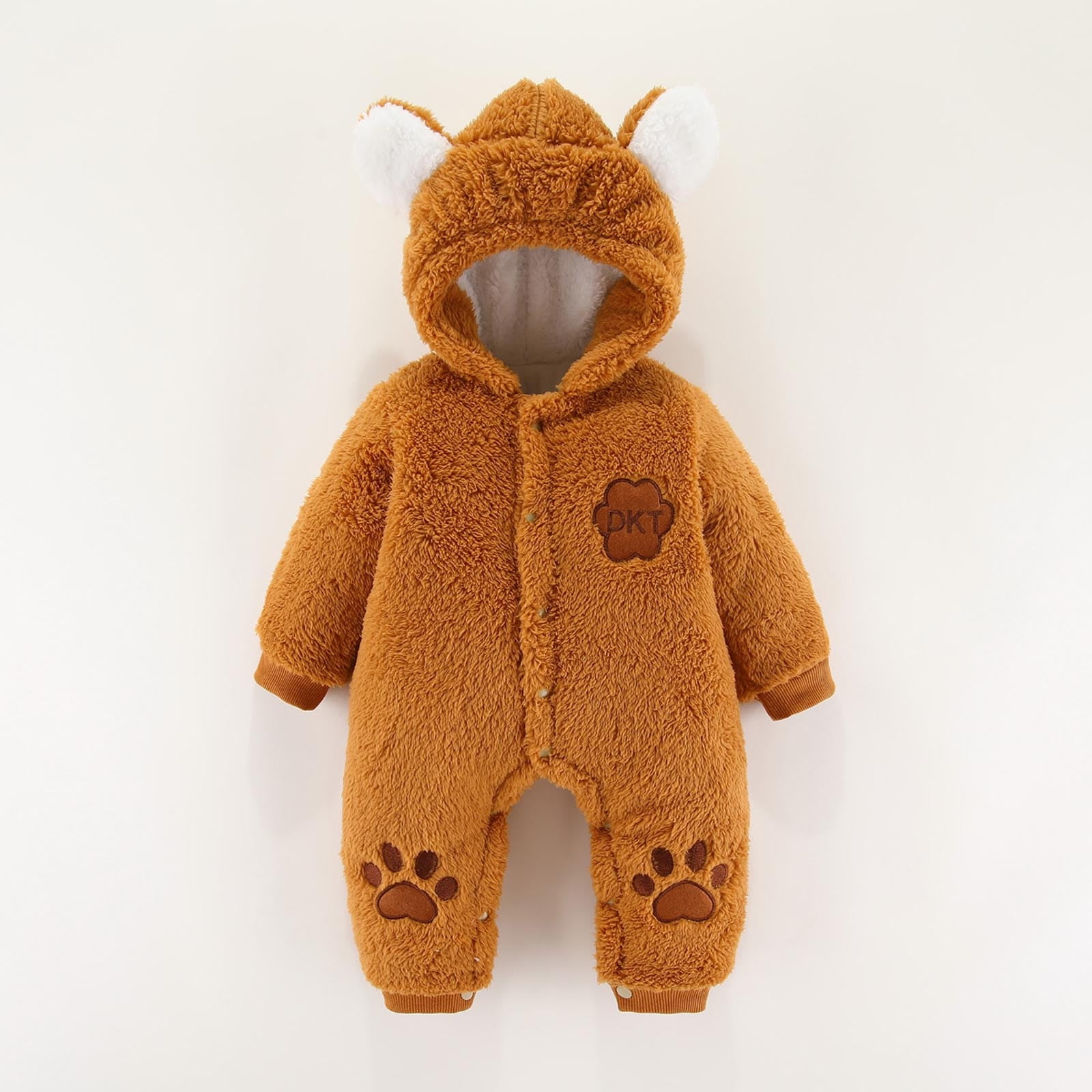 Girls Boys Clothes Warm Ears Bear Claw Overall Rompers Hooded Jumpsuit ...