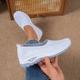 thumbnail image 4 of Women's Breathable Knitting Casual Flat Shoes Wedge Non Slip Walking Shoes Comfortable Low Top Slip On Mesh Loafers White Size 6.5, 4 of 6