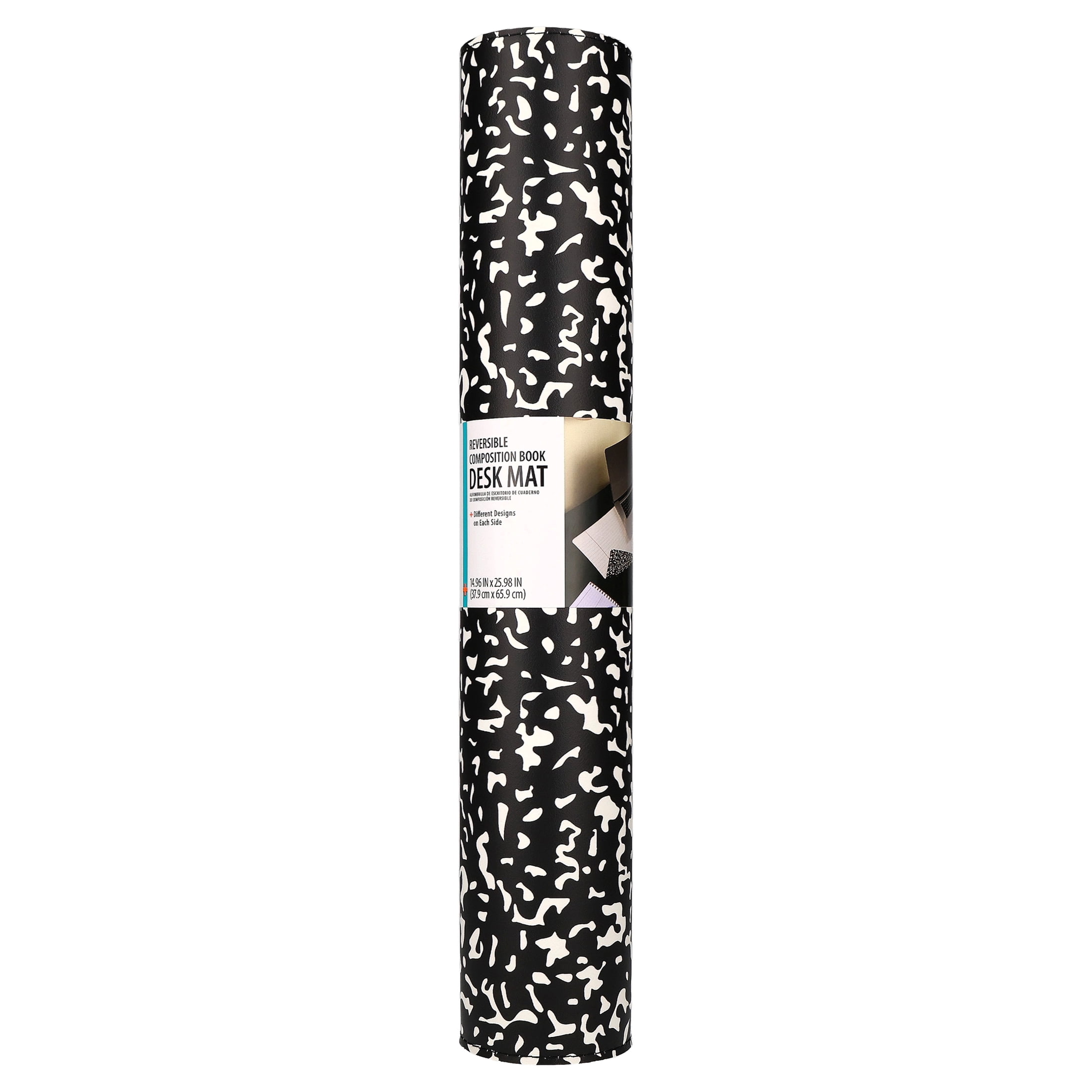 Pen+Gear Reversible Desk Mat, Black and White Composition Book Design, 25.98 in x 14.96 in