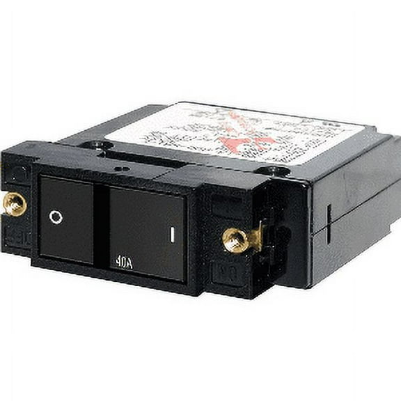 Blue Sea 7407 Single Pole Small Case 2" Flat Rocker Circuit Breaker - 40 Amp