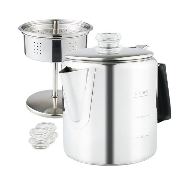 Cafetera Percoladora Multiusos con Perilla de Vidrio Resistente Al y Manejar de Gel de SíLice, para Placa de InduccióN Interior, 6 Tazas
