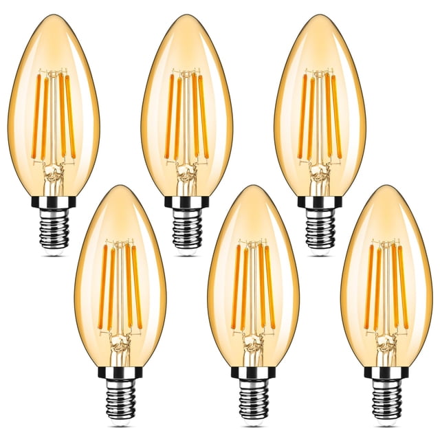 Bombillas LED para candelabro Yochoice, 4 W, 2200 K, color ámbar y blanco cálido, 6 unidades
