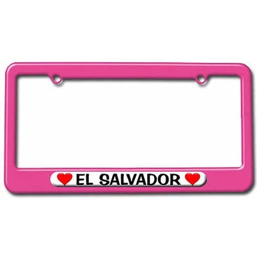 El Salvador Love with Hearts License Plate Tag Frame, Multiple Colors