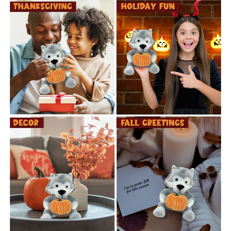 DolliBu Cow Stuffed Animal With Pumpkin - 6 Inch Super Soft Personalized Plush Toy