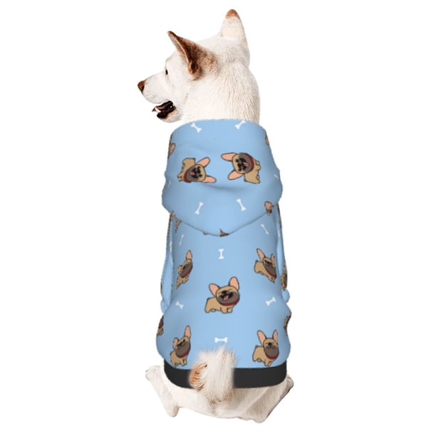 Fotbe Brown French Bulldog Sudadera con Estampado para Perros Pequeños – Suéter con Capucha para Mascotas, Tela Suave de Forro Polar con Bolsillo-Large
