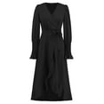 thumbnail image 6 of IROINNID Maxi Dress for Women Strapless V-Neck Wrap Dress Sexy Vintage V Neck Long Sleeve Solid Dresses Clearance,Black, 6 of 8
