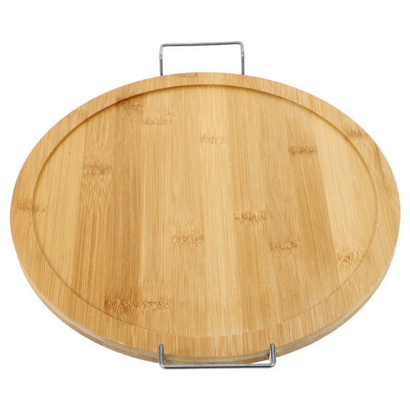 Round Bamboo Charcuterie Board - Wooden Tray Platter for Serving Pizza, Bread, Cheese, and Snacks