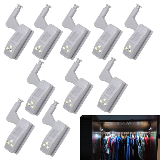 Luz LED con Sensor de bisagra, 10 Uds., blanco frío, para luz, armario de cocina, armario, luces nocturnas para sala de estar (no incluye batería)