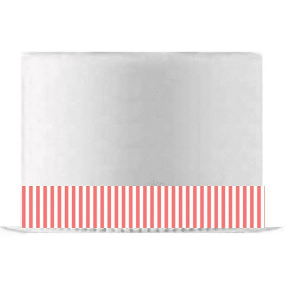 Deep Coral and White Stripe Edible Cake Decoration Ribbon -6 Slim Strips