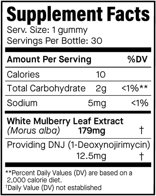 Ananda Wellness GLP-1 Support Gummies, Fruit Punch Flavor, White Mulberry Leaf Extract, 0g Sugar, Vegan, Carb & Glucose Metabolism Support, 30 Ct