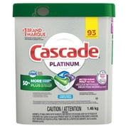 Détergent pour lave-vaisselle Cascade Platinum 93-Count Aucun prélavage requis