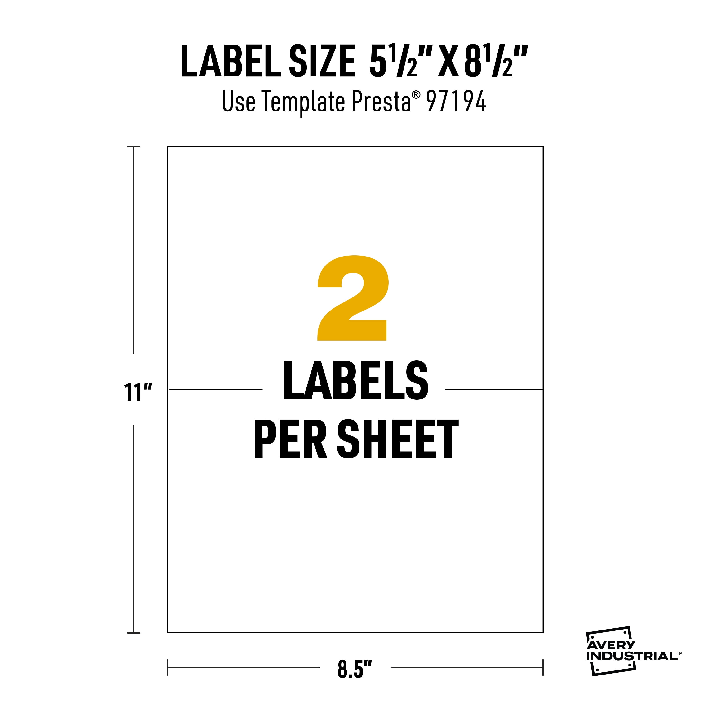 Avery UltraDuty GHS Labels 5-1/2" x 8-1/2", 50 Ct, Pigment Inkjet