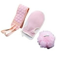 thumbnail image 2 of Cheer.US 1 Set 3pcs Loofah Shower Set Body Shower Deep Cleaning Strip Towel with Handle Bathing Gloves Pad Back Scrubber Ball for Women Men, 2 of 7