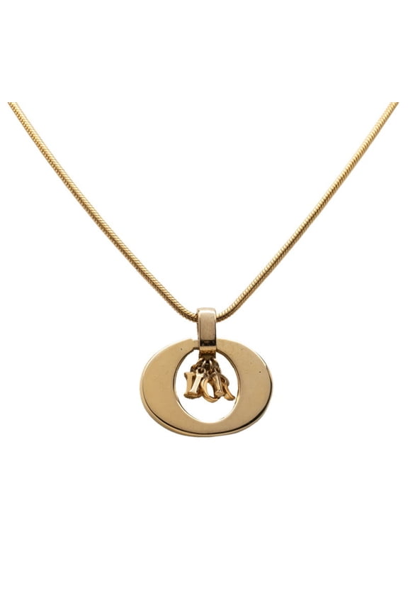 Pre-Owned Christian Dior Dior Logo Pendant Necklace, Gold Plated (GP), Women's.