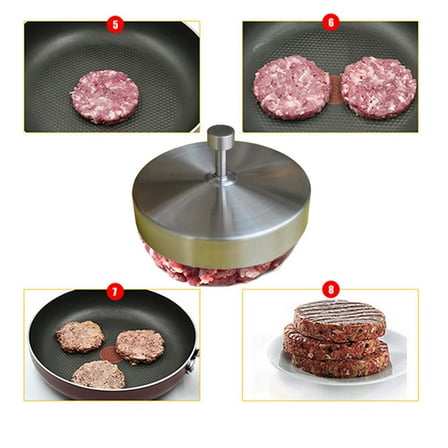 YOSADIER 1Pcs Hamburger Maker Stainless Steel Press with Non-stick Surface Silver 3.7x3.7x0.8in