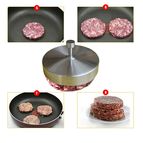 YOSADIER 1Pcs Hamburger Maker Stainless Steel Press with Non-stick Surface Silver 3.7x3.7x0.8in