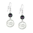 thumbnail image 3 of One Pair Handmade Round Filigree Sterling Silver Beaded Earrings - Iridescent Purple, 3 of 3
