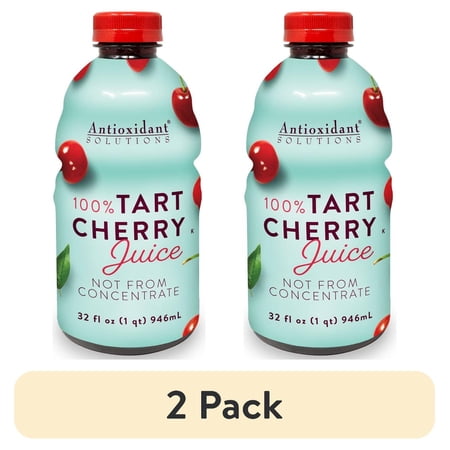 (2 pack) Antioxidant Solutions 100% Pure Tart Cherry Juice Not From Concentrate 32 fl oz