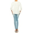 thumbnail image 4 of Women's Solid 3/4 Sleeve Blouse with Puff Sleeves and Lace and Pearl Accent, 4 of 5