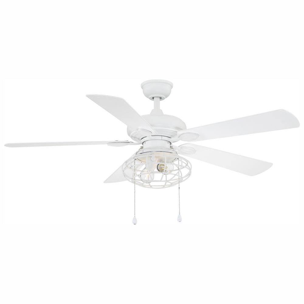 LED Matte White Ceiling Fan w/ Light Kit Home Decorators Ellard 52 in