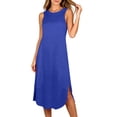 thumbnail image 6 of Dvprdro Womens Summer Sleepwear Dress Crewneck Sleeveless Side Slit Loose Fit Solid Midi, 6 of 6