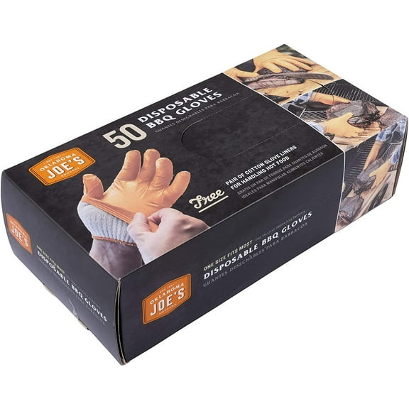 Oklahoma Joe's 4386292R06 Disposable BBQ Gloves, 50-Count, Pack of 1, Plain