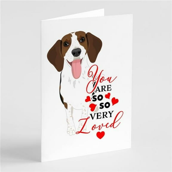 Beagle Tricolor Red Ticked #3 so Loved Greeting Cards and Envelopes Pack of 8 7 in x 5 in