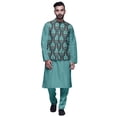 thumbnail image 1 of Atasi Traditional Mens Dupion Silk Kurta Pajama Set With Nehru Jacket Men Wear, 1 of 3