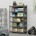 thumbnail image 5 of Lisonu 6-Tier Heavy-Duty Garage Shelving, 2400 lbs Capacity Metal Storage Rack with Adjustable Shelves for Basement or Workshop, Black Steel, 5 of 9