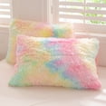 thumbnail image 5 of URBONUR 3Pcs Pink Rainbow Girls Comforter Set Queen Faux Fur Fluffy Bedding Set Plush Bed Set(1 Fluffy Comforter + 2 Pillowcases), 5 of 9