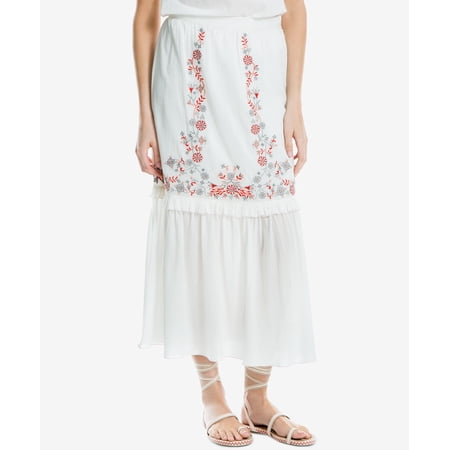 Max Studio London Women's, Cotton Embroidered Floral Maxi Skirt, Cream, 0