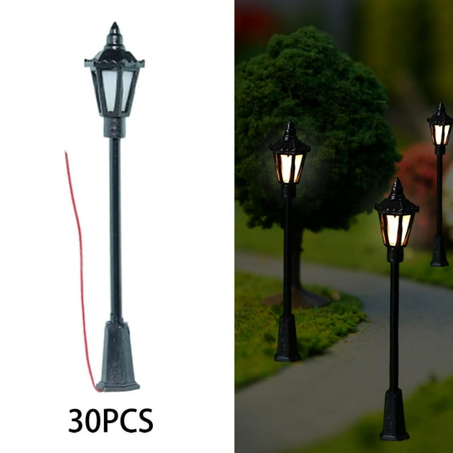 BELOVING 1/87 Scale Post Light DIY Accs Miniature Outdoor Lighting for Window Display 30pcs