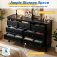 thumbnail image 6 of May in Color 7 Drawer Dresser, Black Wide Chest of Drawers with Solid Wood Legs, Modern Vintage Storage Dresser Cabinet for Bedroom Living Room Hallway, 6 of 10
