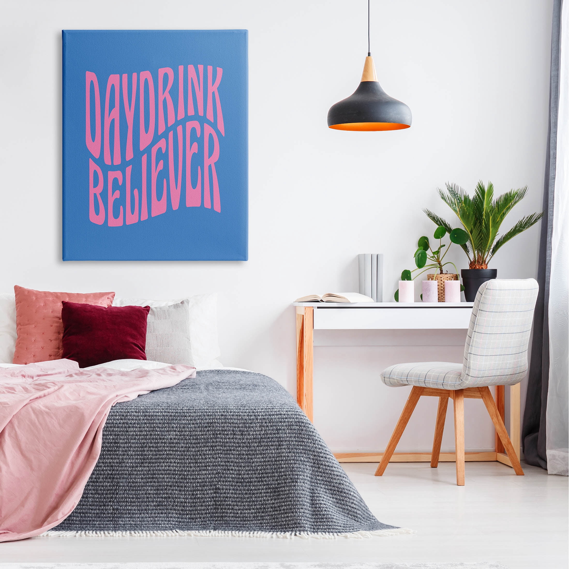 Daydrink Believer Bold Summer Phrase Typography Graphic Art Gallery Wrapped Canvas Print Wall Art