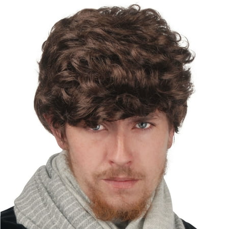 Loftus Men's Brown Medium Length Thick Curly Average Wig, Brown, One-Size