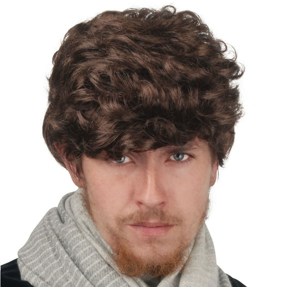 Loftus Men's Brown Medium Length Thick Curly Average Wig, Brown, One-Size