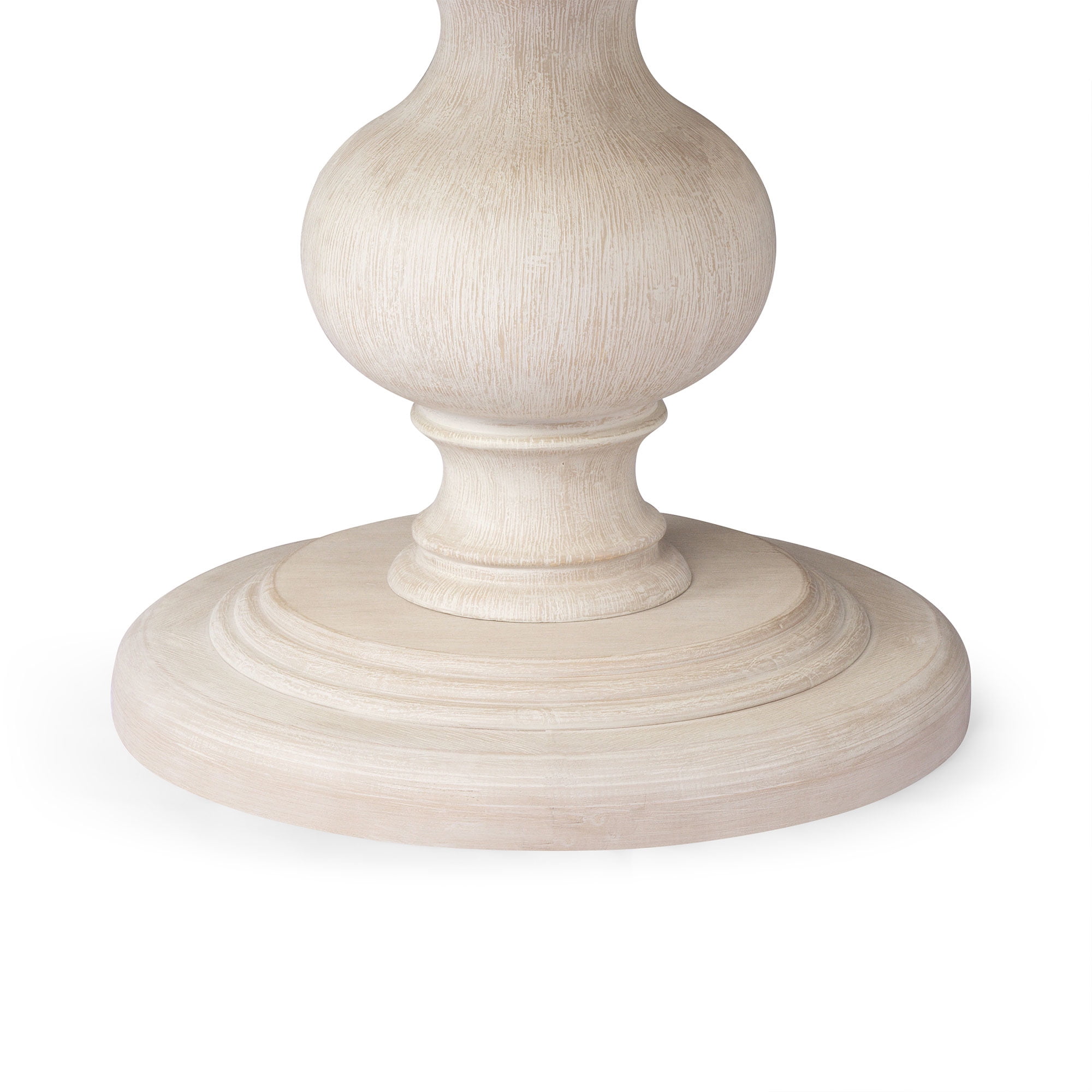 Maven Lane Zola Traditional Large Round Circle Wooden Pedestal Dining Table for Modern Kitchen, Bistro, or Card Table in Antiqued White Finish