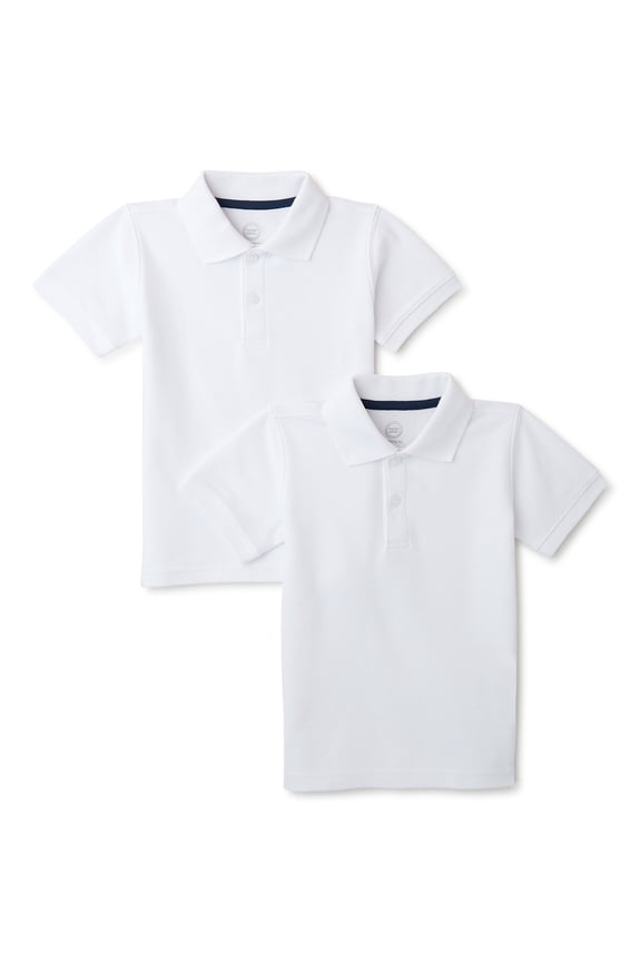 Toddler Boys School Uniform Short Sleeve Pique Polo Shirt, 2-Pack, Sizes 2T - 5T