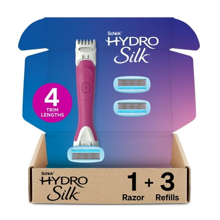 Schick Hydro Silk Trim Style Moisturizing Razor for Women, 1 Bikini Trimmer & 3 Refills