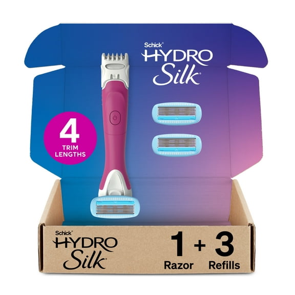 Schick Hydro Silk Trim Style Moisturizing Razor for Women, 1 Bikini Trimmer & 3 Refills